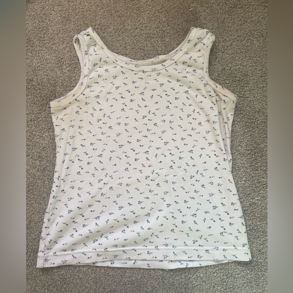 White floral cotton tank
